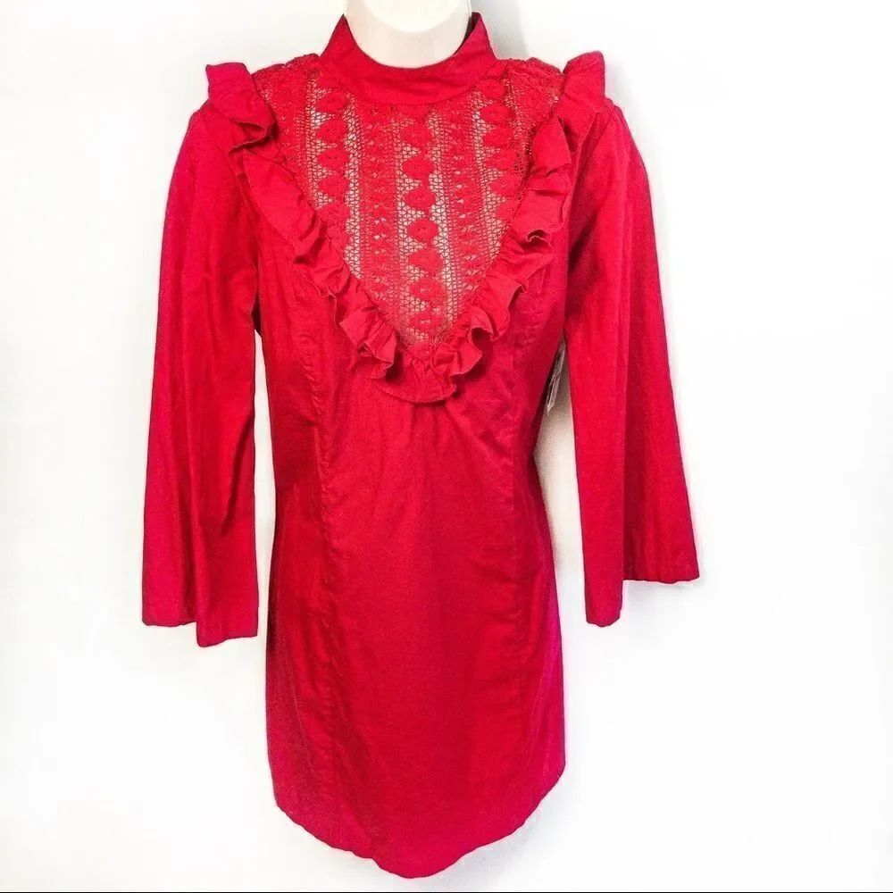 NWT Free People Red Ruffle Dress Sz XS